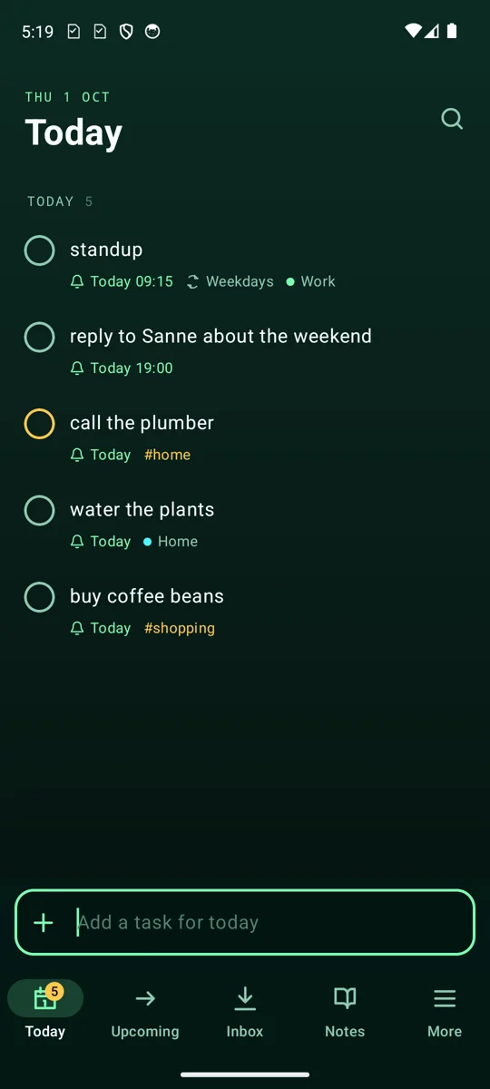Today on an Android phone